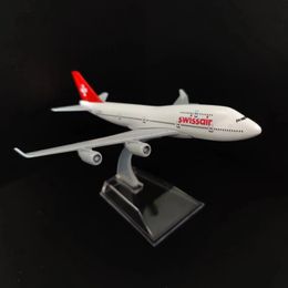 Scale 1 400 Metal Aircraft Replica Swiss Air B747 Airlines Boeing Airbus Diecast Model Aviation Miniature Art Decor Boy Toy 240510