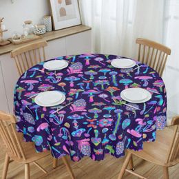 Table Cloth Round Magic Mushrooms Tablecloth Waterproof Oil-Proof Covers 60 Inches