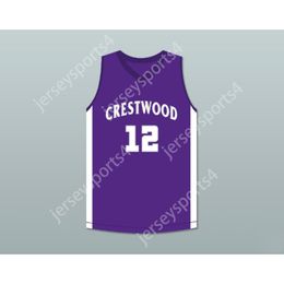 Custom Any Name Any Team JA MORANT 12 CRESTWOOD HIGH SCHOOL KNIGHTS PURPLE BASKETBALL JERSEY All Stitched Size S-6XL Top Quality