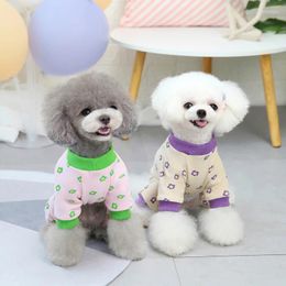 Dog Apparel Puppy Clothes Floral Costume Four-Legged Jumpsuits Autumn Winter Pet Rompers Home Clothing Promotion