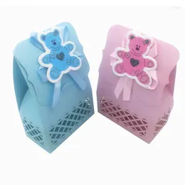 Gift Wrap 12Pcs Paper Candy Box Boy Girl Baptism Baby Shower Decoration Kid Favours Bags Packaging Birthday Party Supplies