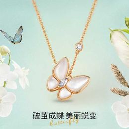 Designer Jewelry Luxury Vanca Accessories V-gold Precision Butterfly Necklace for Women Natural White Fritillaria Minimalist Collar Chain