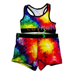 Womens Swimsuit 2 Piece Set Sports Skinny Breathable Polyester Printed Briefs Boxers Swimwear Multicolor Vest Underwear Split Bikini Tank Top with Bag ggitys Q87V