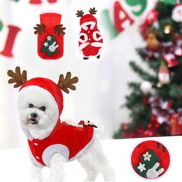 Dog Apparel Christmas Autumn And Winter Elk Santa Claus Flannel Warm Cat Clothes Dogs Cloth