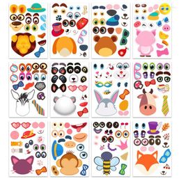 Party Favour 12 Sheets Make A Face Sticker Safaris Animals Stickers Kids Favours Supplies Gifts