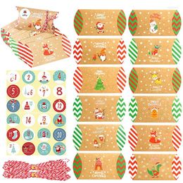 Gift Wrap 1 Set Christmas Boxes Kraft Paper Candy Cookies Snack For Xmas Year Party Biscuit Bag Noel Navidad