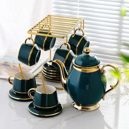 Mugs European-style Small Luxury Drawing Gold Rim Coffee Cup And Saucer Set Ceramic Household Afternoon Tea With Holder