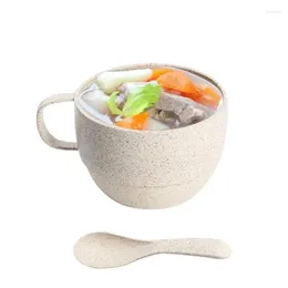 Mugs Wheats Straw Soup Cup With Spoon Water Breakfast Portable Oatmeal Coffee Home Milk Household