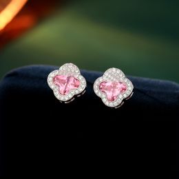 Hot 4/four Clover Stud Earrings Micro Set 3A Zircon High-end Brand Earrings Korean Fashion Women Earrings Lucky Grass Flower Earrings Jewellery Valentine's Day gift SPC