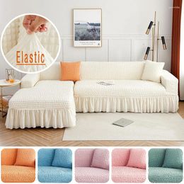 Chair Covers Plaid Seersucker Sofa Chaise Cover For Living Room Lounge L Type Nonslip Luxury Elastic Elegant Modern Armchair Cushion Dog