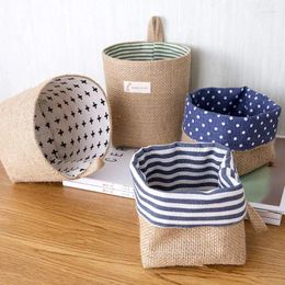 Storage Bags Bag Creative Cotton Linen Desktop Storages Dormitory Door Hanging Wall Jute Home Basket