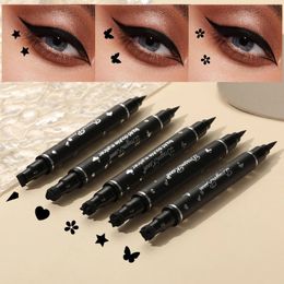 2 IN 1 Butterfly Seal Eyeliner Pen Star Moon Stamp LongLasting Waterproof Black Liquid Eye Liner Pencil Eyes Makeup Cosmetic 240510