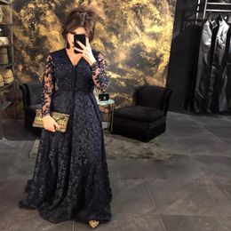Black Lace Moroccan Kaftan Evening Dresses Long Sleeves Muslim Arabic Dubai Prom Gowns Dress Custom Made 246J