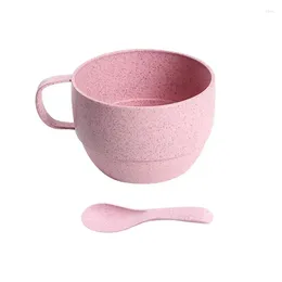 Mugs Eco-friendly Wheats Straw Cup Lightweight Fall Resistant Drinkware Simple Household Coffee Mug With Handle Spoon Milk Tea