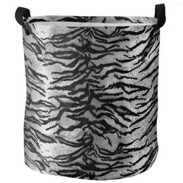 Laundry Bags Animal Tiger Skin Black White Foldable Basket Large Capacity Waterproof Clothes Storage Organizer Kid Toy Bag