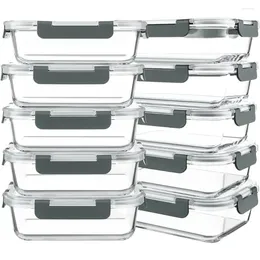 Storage Bottles Containers For Food With Lids Airtight Lunch Bento Boxes BPA Free Microwave Oven Freezer And Dishwasher Grey