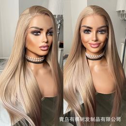 360 Degree Full Lace Frontal Wig Brazilian Bone Straight 13x4 Transparent Lace Front Human Hair Wig Coffee Blonde Women's Pre-Pulled Glossy Multiple Colours Available