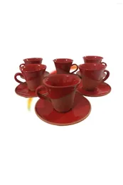 Cups Saucers Amazing Turkish Greek Arabic Coffee & Espresso Cup Set Soil Rumi Model Red Glazed Plate