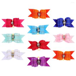 Dog Apparel 10 Pcs Bow Tie Hair Ties Puppy Accessories Small Dogs Grooming Bows Girls Polyester Halloween Size