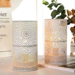 2 Pack Modern Nordic Cylinder Table Lamp Night Light Candle Holder for Bedroom Illumination Warm White Gift Room Decor 240429