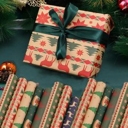 Gift Wrap Christmas Wrapping Paper Xmas Tree Elk Print Kraft Packing Birthday Wedding Party DIY Craft Decor Supplies