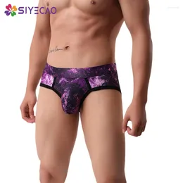 Underpants Sexy Men Underwear Briefs Man Penis Bulge Pouch Breathable Low-rise Printed Bikini Panties Hombre Cucea Shorts