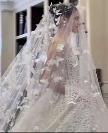 Wedding Hair Jewelry Bridal Veil Wedding Veil with 3D Butterflies Pearls for Wedding Dress