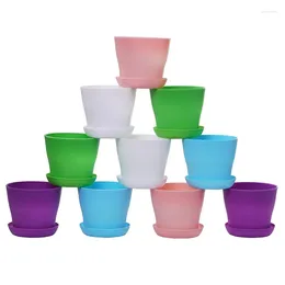 Disposable Cups Straws 10 Pcs Plastic Planters Indoor Flower Plant Pots Mini Seedlings Nursery Pot/Planter/Flower Pot With Pallet