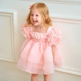 Girl Dresses Girls Bubble Sleeve Princess 2024 Baby Christening Gowns Birthday Banquet Party