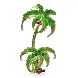 Brooches Wuli&baby Green Coconut Tree For Women Unisex Enamel Beauty Plants Party Office Brooch Pins Gifts