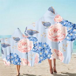 Towel Floral Pattern Microfiber Bath Adult And Child Hooded Wearable Beach