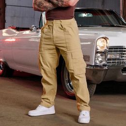 Mens cargo pants streetwear Fashion casual Jogger gym exercise fitness running training Loose straight leg 240430