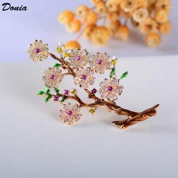 Brooches Donia Jewelry Fashion Retro Creative Pin Enamel Plum Brooch Micro-set Zircon Coat Hat Accessories Scarf