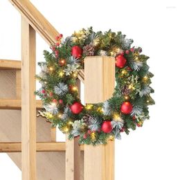 Decorative Flowers LED Christmas Wreath Artificial For Wall Decor And Gift Fireplace Bookshelf Backyard Porch