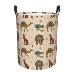 Laundry Bags Dirty Basket Egyptian Pattern Folding Clothing Storage Bucket Toy Home Waterproof Organiser