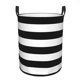 Laundry Bags Black And White Stripes Folding Baskets Dirty Clothes Toy Sundries Storage Basket Home Organiser Large Waterproof Hamper