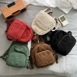 Backpack Hylhexyr Fashion Corduroy Mini Student Bag Female Rucksack Schoolbag Girls Solid Color Daypack