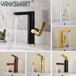 Bathroom Sink Faucets YANKSMART Hand Painting Space Aluminium Single Handle Basin Deck Mounted Faucet & Cold Water Mixer Tap