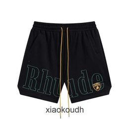 Rhude High end designer shorts for Chaopai Letter Embroidery High Street Sports Leisure Beach Shorts for Men and Women fashion With 1:1 original labels