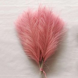 Decorative Flowers Artificial Pampas Grass Fluffy Small Red Flower Home Party Table Decoration Silk Wedding Christmas Decor Fake