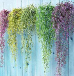 Colourful artificial flowers vines silk hanging ivy leaf plant leaves for home garden wall decoration plastic flowers wedding4918809
