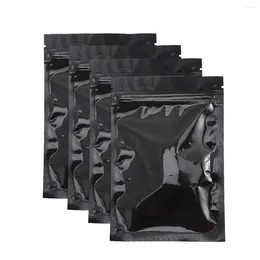 Storage Bags 100 Pcs Food Zipper Reclosable Black Flat Pouch Plastic Resealable Zealed