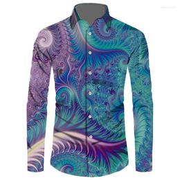 Men's Casual Shirts Vintage Africa Pattern 3D Printed Long Sleeve Button-down For Men Street Style Trendy Tops Hip Hop Clothing Shirt