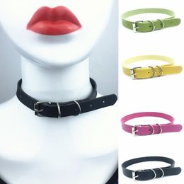 Retro Harajuku punk rock PU leather collar neck with collarbone necklace female trend novel couple cosplay Colourful