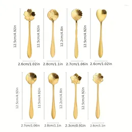 Spoons Flower Spoon Set Small Teaspoon Coffee Cute Ice Cream Dessert Silvery Golden Stainless Steel For Restaurant