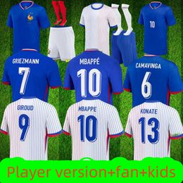 24 25 Euro Cup French soccer jerseys MBAPPE2026 QUALIFIERS Benzema DEMBELE COMAN SALIBA KANTE GRIEZMANN kids kit Men player football shirtPlayer version