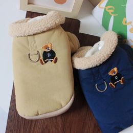 Dog Apparel Winter Thickened Warm Cute Embroidery Bear Pet Fur Collar Jacket Puppy Bichon Teddy Coat Small Clothes Cotton Clothing