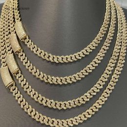 Hip Hop Rapper 8Mm 10Mm Double Row Moissanite Iced Out Cuban Link Chain Necklace