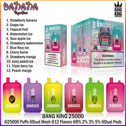 Bang King 25000 Puffs Puff 25K Disposable Vape Dual Mesh Coil E Cigarettes 12 Flavors Dual Pods 23ml+23ml Rechargeable 650mAh Vaper vs 15000 15K 12000 12K 18k 20k