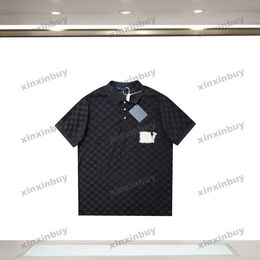 xinxinbuy Men designer Tee t shirt 2024 Italy Chessboard grid jacquard fabric Towel fabric 1854 polo short sleeve cotton women white black blue Khaki S-2XL